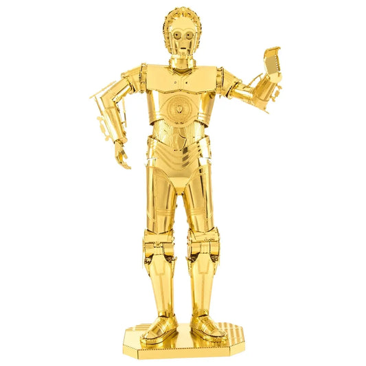 Star Wars Official 3D Metal Model Kit: 5in High Detail C-3PO Built and Displayed Front View