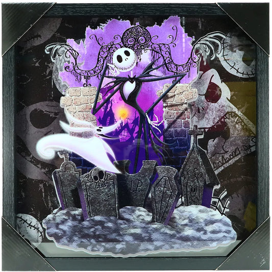 Tim Burton's Nightmare Before Christmas Layered Glass Shadow Box Wall Art: 16in x 16in